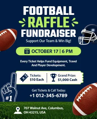 Football Raffle Fundraiser Event Flyer Template