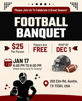 Football Season Celebration Banquet Flyer Template