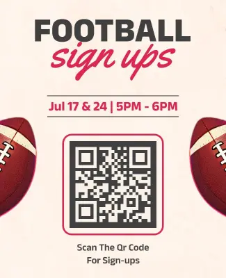 Football Sign-up with QR Code Flyer Template
