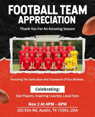 Football Sports Team Appreciation Event Flyer Template