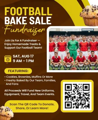 Football Team Bake Sale Fundraiser Flyer Template