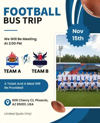 Football Team Bus Trip Flyer Template