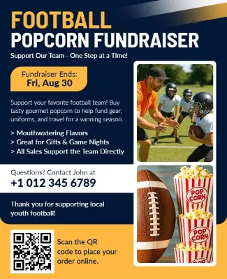Football Team Popcorn Fundraiser Flyer Template