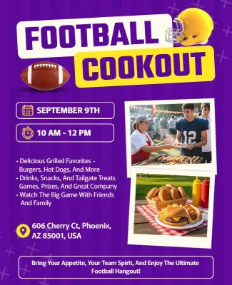 Football Themed Cookout Party Flyer Template