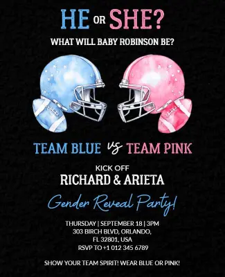 Football Themed Gender Reveal Party Flyer Template