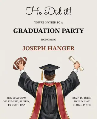 Football Themed Graduation Celebration Flyer Template