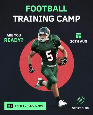 Dynamic Green Football Training Camp Flyer Template