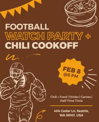 Football Watch Party and Chili Cookoff Poster Template
