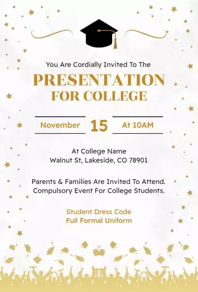 Formal College Graduation Presentation Celebration Invitation Template