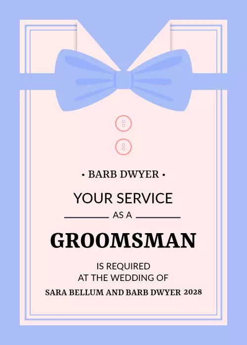 Formal Groomsman Wedding Service Request Invitation Template