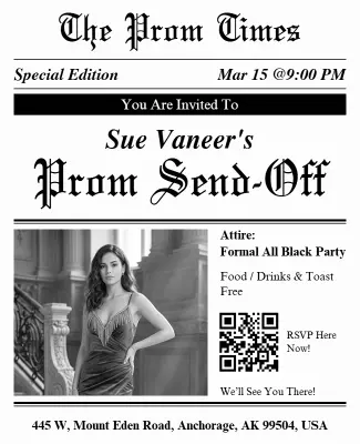 Formal Prom Send Off Event Newspaper Flyer Template