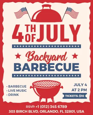 Fourth of July Backyard Barbecue Flyer Template
