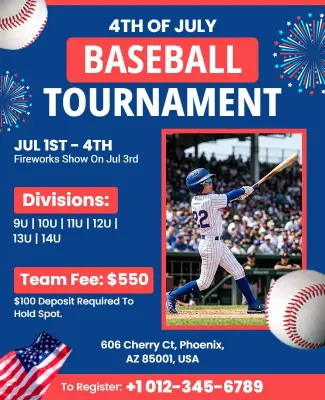 Fourth of July Baseball Tournament Flyer Template