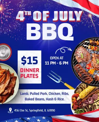 Fourth Of July Bbq Celebration Flyer Template