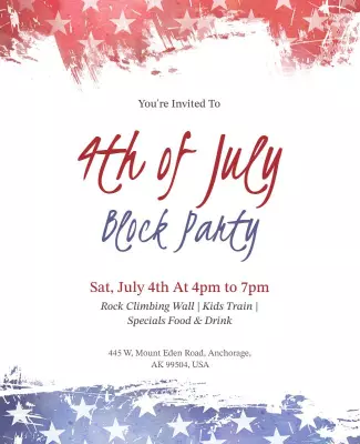 Fourth Of July Block Party Invitation Flyer Template