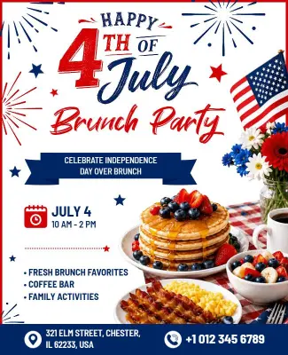 Fourth of July Brunch Party Flyer Template