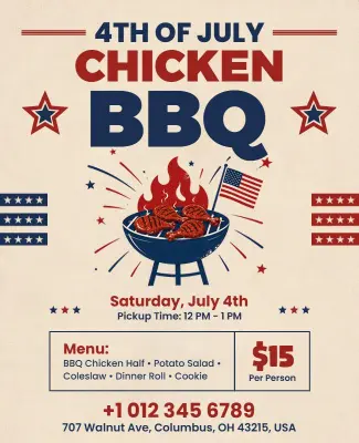Fourth of July Chicken BBQ Event Flyer Template