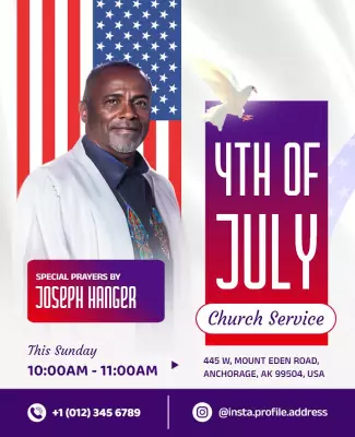 Fourth Of July Church Service Flyer Template