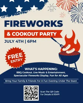 Fourth of July Fireworks Cookout Party Flyer Template