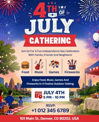 Fourth of July Gathering Event Flyer Template