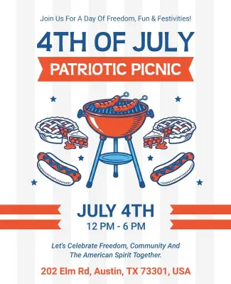 Fourth of July Patriotic Picnic Flyer Template