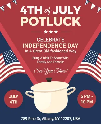 Fourth of July Potluck Celebration Flyer Template