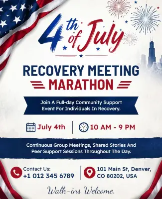 Fourth of July Recovery Meeting Marathon Flyer Template