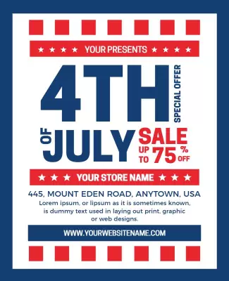Fourth Of July Sale Promotion Flyer Template
