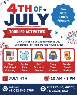 Fourth of July Toddler Activities Flyer Template