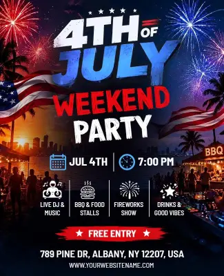 Fourth of July Weekend Party Celebration Flyer Template