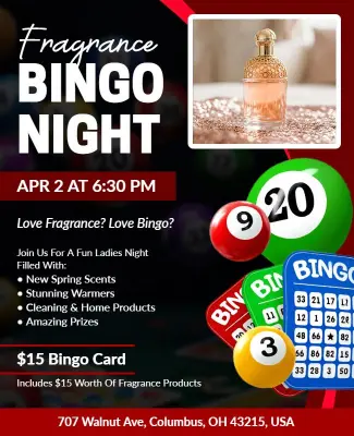 Fragrance Bingo Night Event Flyer Template