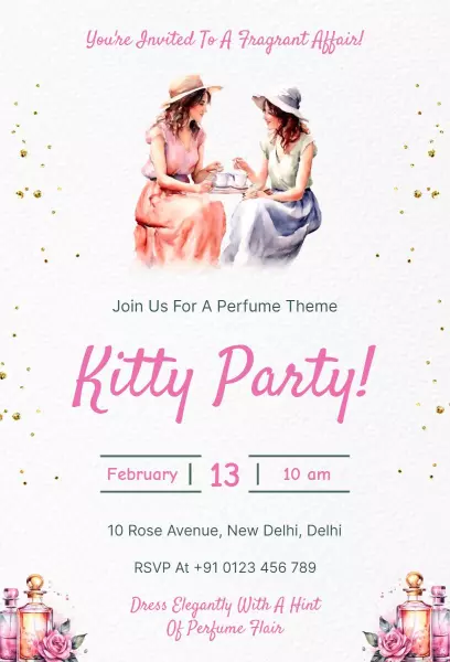Fragrant Perfume Theme Kitty Party Invitation Template