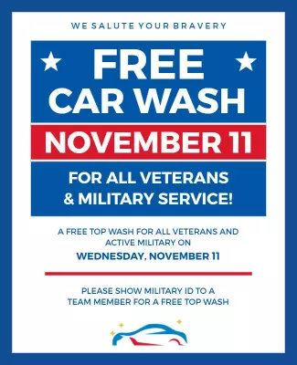 Free Car Wash for Veterans Flyer Template