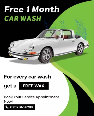 Dynamic Green Car Wash Promotion Flyer Template