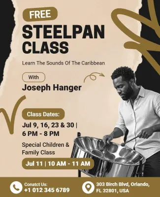 Free Caribbean Steelpan Music Class Flyer Template