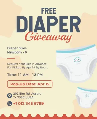 Free Diaper Giveaway Event Poster Template