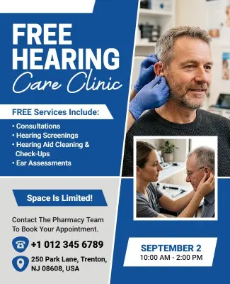 Free Hearing Care Clinic Services Flyer Template