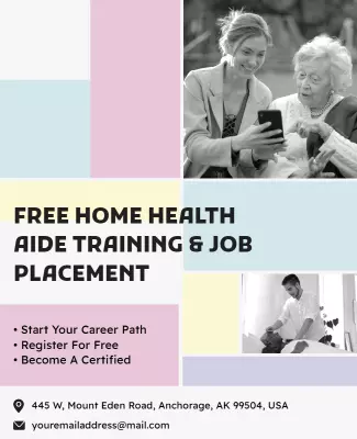 Free Home Health Aide Training and Job Placement Flyer Template