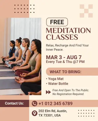 Free Meditation Classes Flyer Template