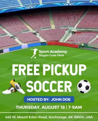 Free Pickup Soccer Event Flyer Template
