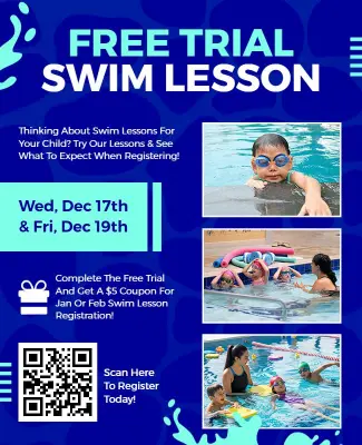 Free Trial Children's Swim Lesson Flyer Template