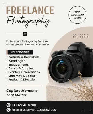 Freelance Photography Services Promotion Flyer Template