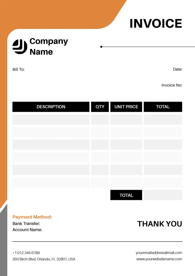 Freelance Services Billing Blank Invoice Template