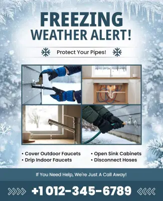 Freezing Weather Pipe Protection Alert Flyer Template