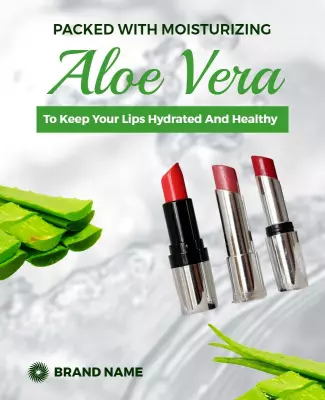 Fresh Aloe Vera Moisturizing Lip Care Product Poster Template