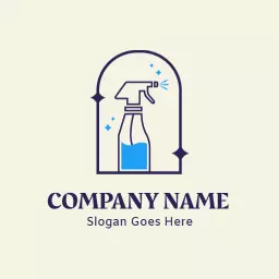 Fresh and Clean Design Featuring Spray Bottle Service Logo Template