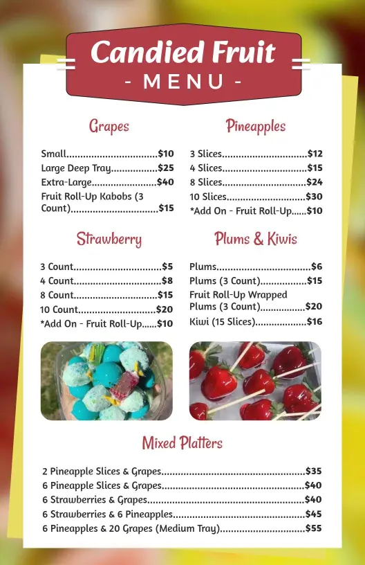 Fresh and Festive Candied Fruit Menu Template
