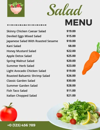 Fresh and Flavorful Salads Selection Menu Template