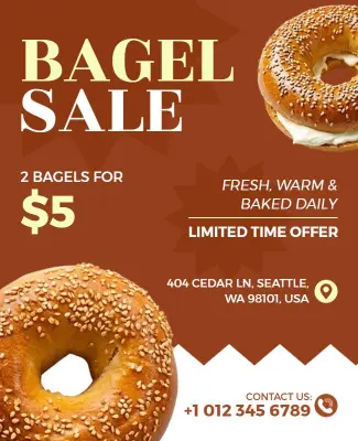 Fresh Bagel Sale Promotional Flyer Template