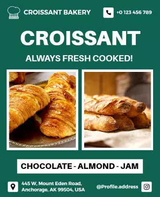 Fresh Baked Croissants Bakery Flyer Template